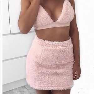 Pink fluffy two set piece